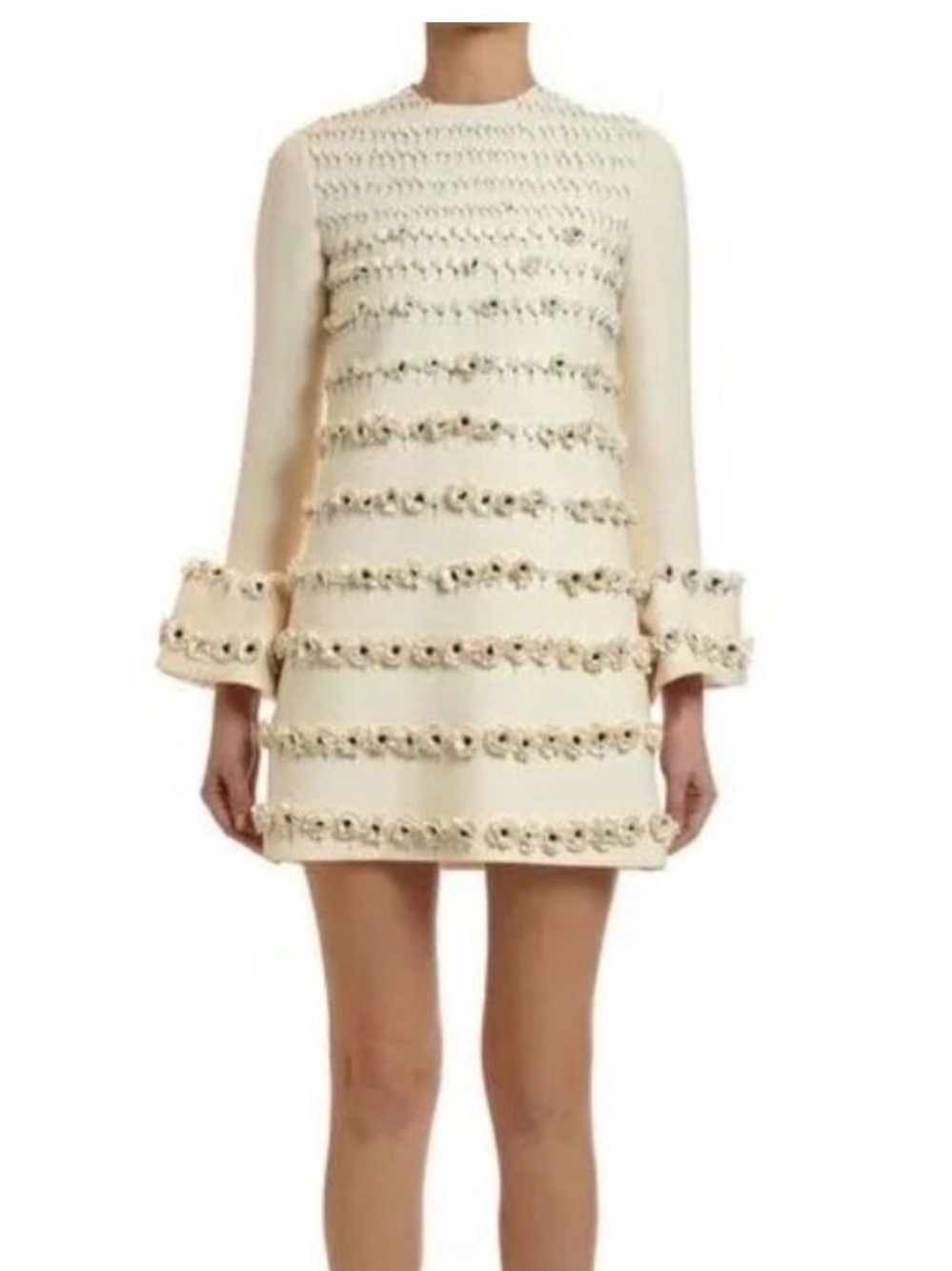 Valentino Garavani Cream Embellished Mini Dress-Sz 10